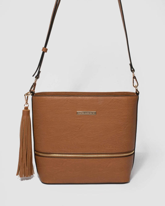 Colette Pia Tassel Medium Crossbody Bag (Tan)