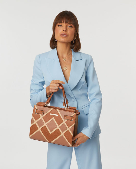 Image of Tote Bags. Productname: Colette Tan Stephanie Diamond Square Tote Bag in Tan colour by brand - Colette