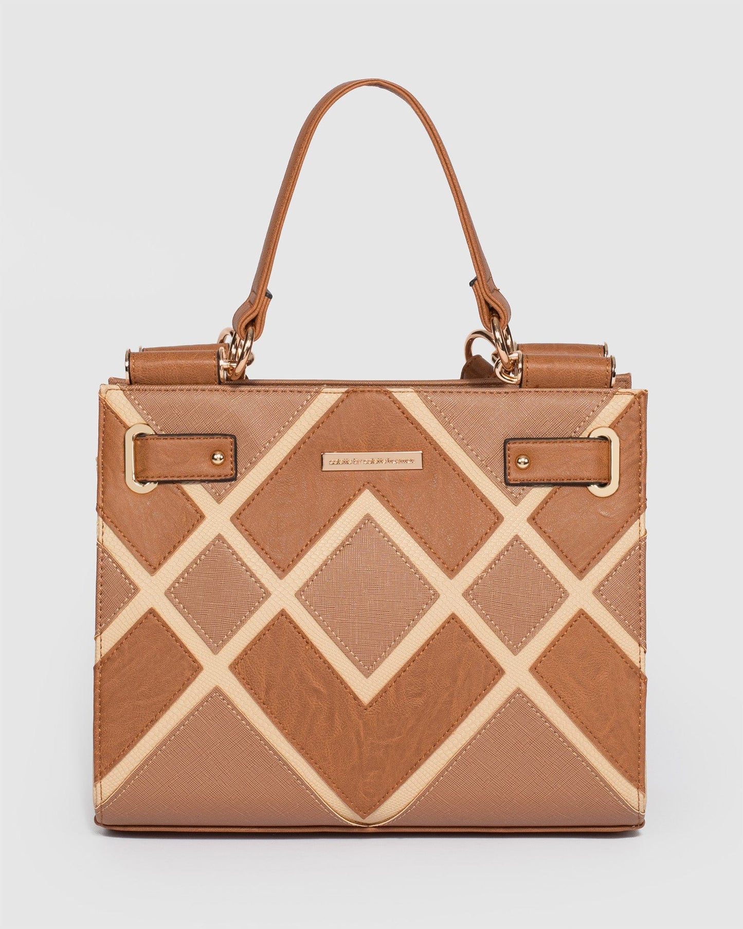 Colette by Colette Hayman Stephanie Diamond Square Tote Bag (Tan)
