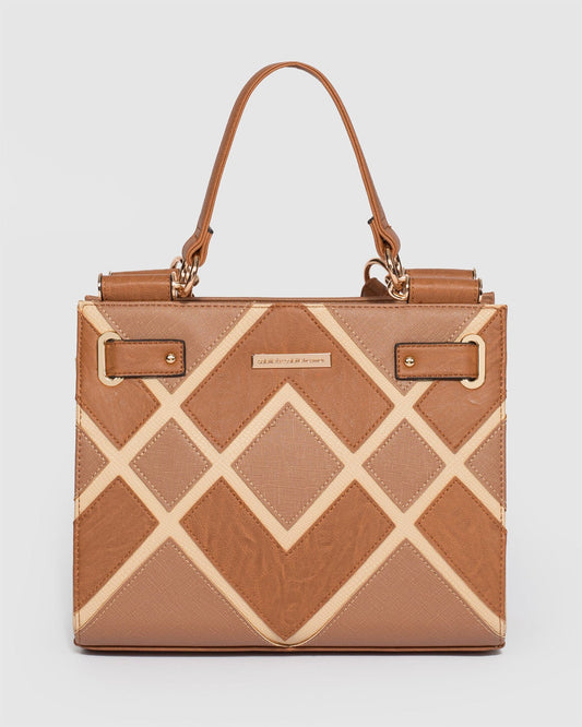 Colette Stephanie Diamond Square Tote Bag (Tan)
