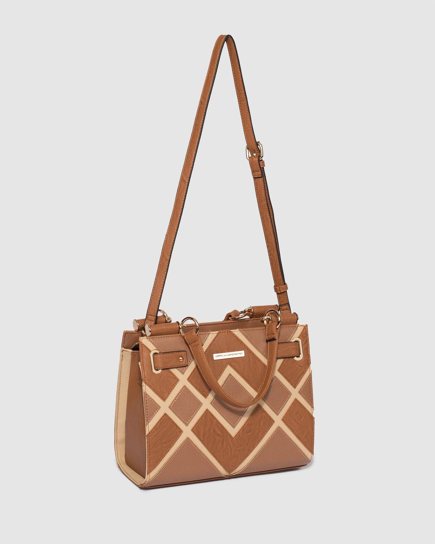 Colette by Colette Hayman Stephanie Diamond Square Tote Bag (Tan)