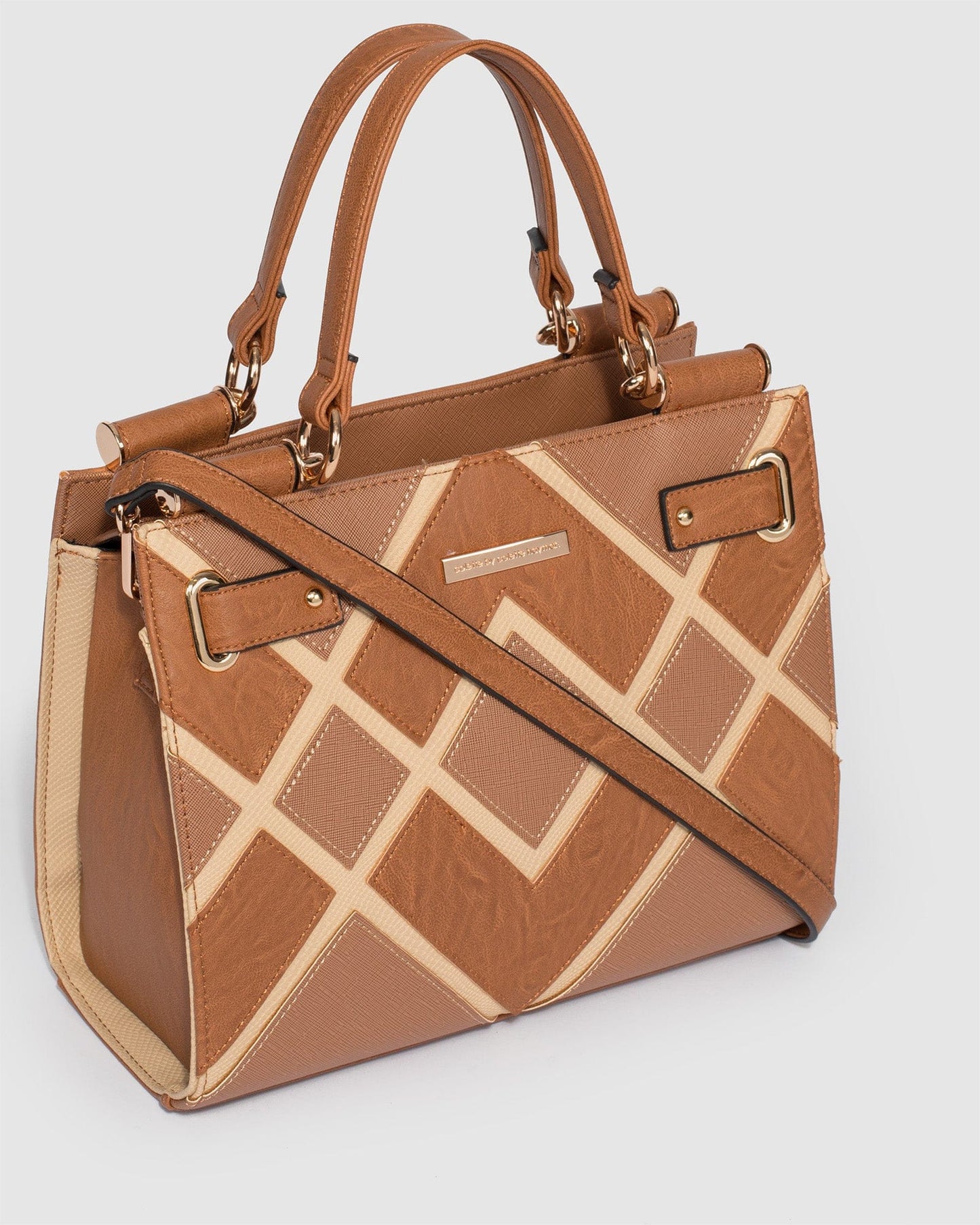 Colette by Colette Hayman Stephanie Diamond Square Tote Bag (Tan)