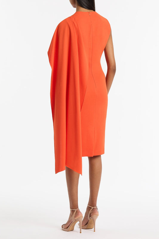 Carla Zampatti Tangerine Crepe Cascade Dress (Orange)