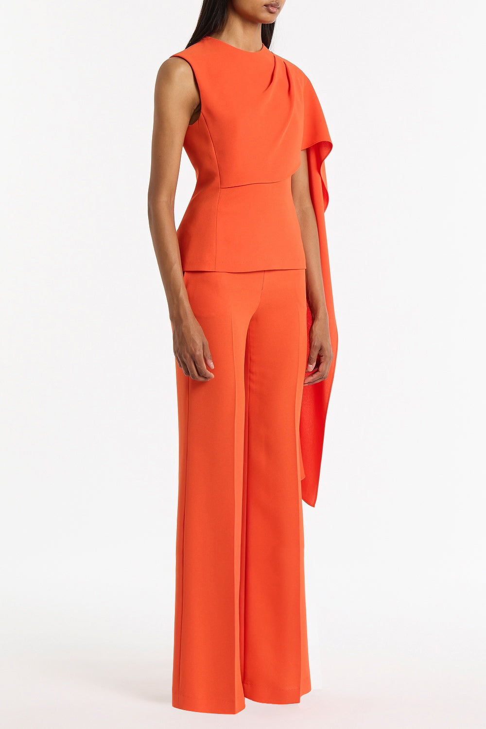 Carla Zampatti Tangerine Crepe Cascade Top (Orange)