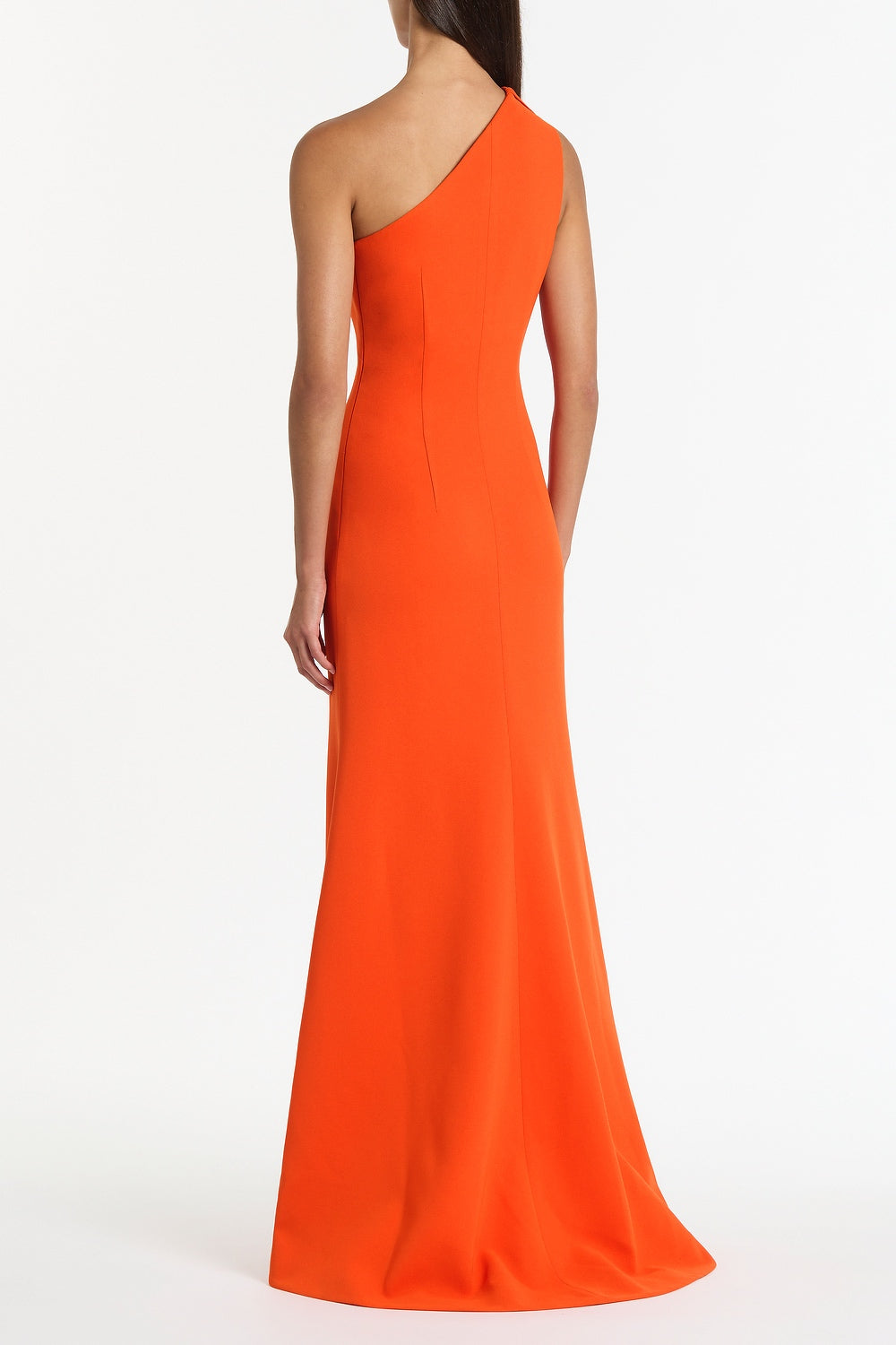 Carla Zampatti Tangerine Crepe One Shoulder Petal Gown (Orange)