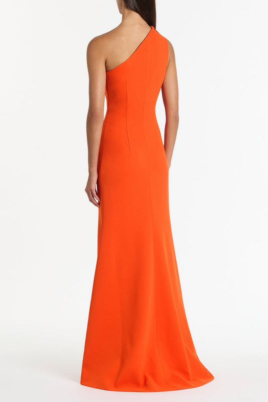 Carla Zampatti Tangerine Crepe One Shoulder Petal Gown (Orange)