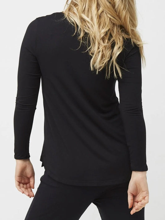 TANI SWING SPLIT HEM LONG SLEEVE TEE (Black)