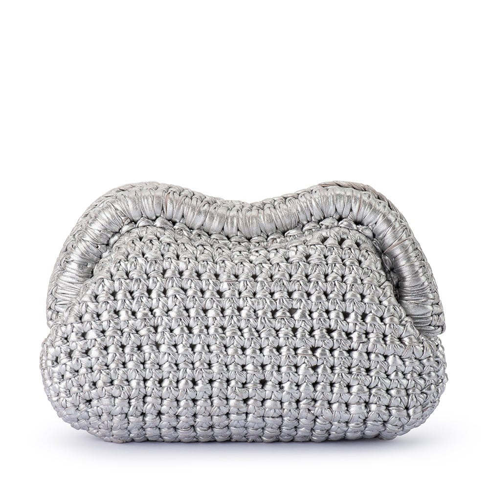 Olga Berg TAYLOR Crochet Clutch (Silver)