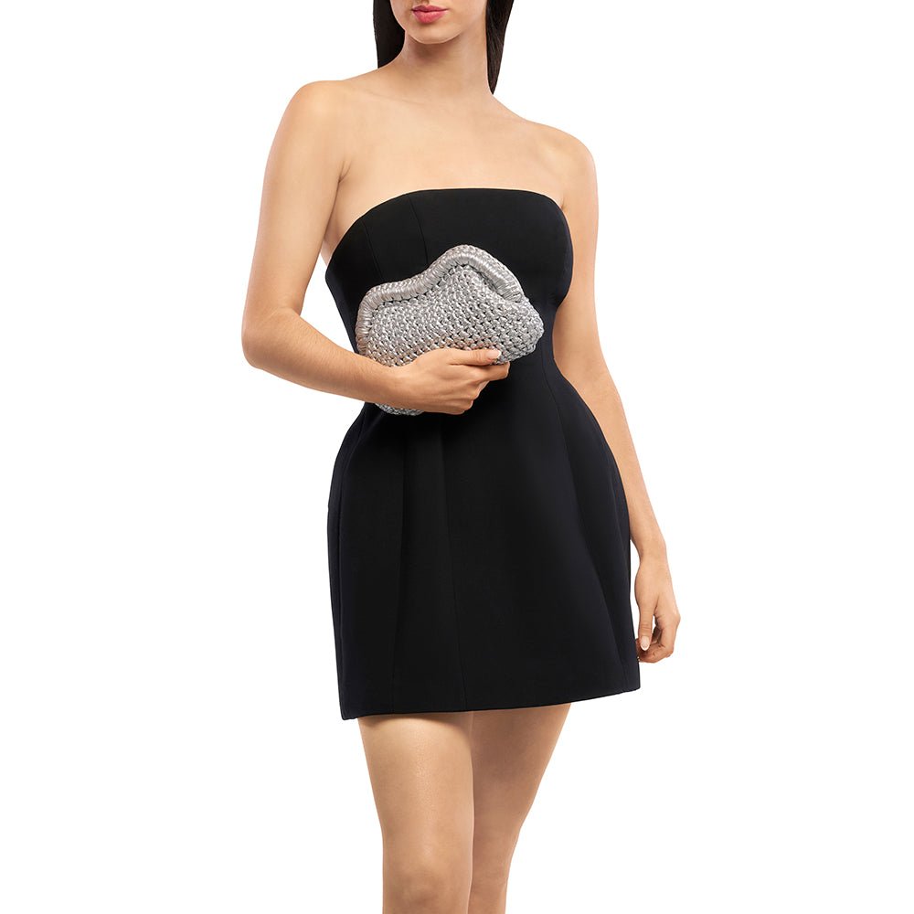 Olga Berg TAYLOR Crochet Clutch (Silver)