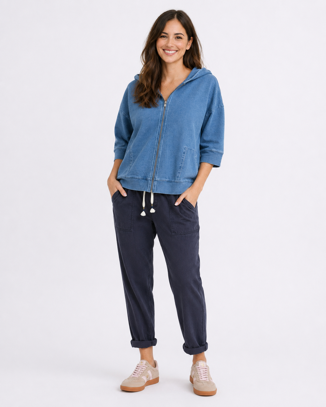 Elm Tessa Denim Look Hoodie (Blue)