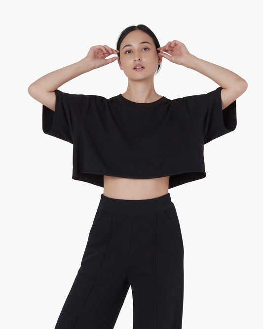 Image of T-Shirts. Productname: Cropped Tee Black in Black colour by brand - TKEES