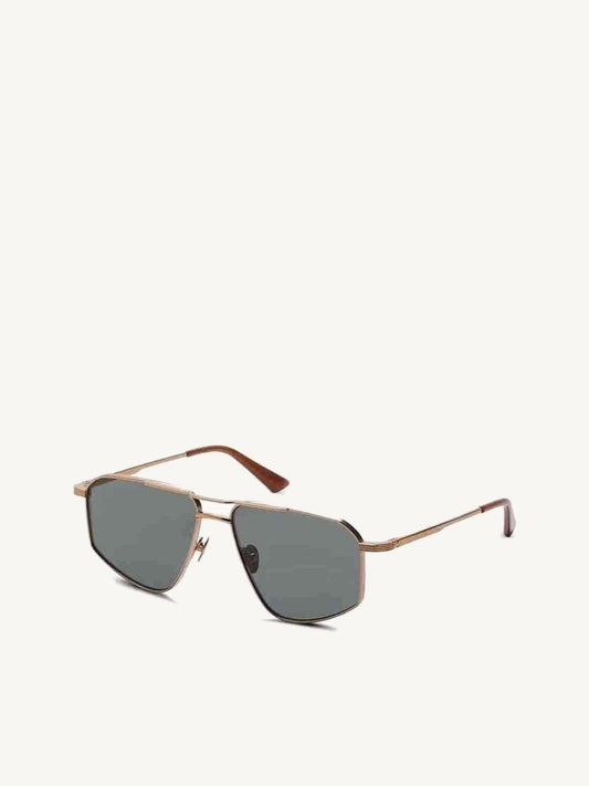 Image of Sunglasses. Product name - Thirty Six II Sunglasses with Green Lens in Gold colour by brand - G.O.D