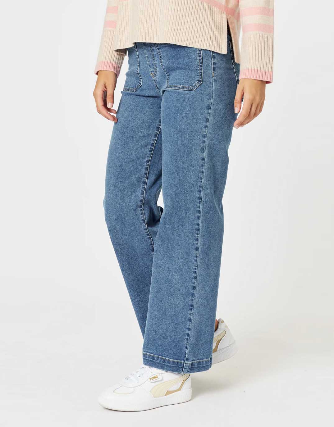 Image of Jeans. Productname: Carpenter Stretch Leg Jean - in Washed Denim colour by brand - Threadz