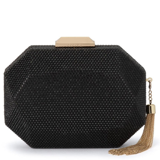 Image of Bags. Productname: TILLY Black Evening Clutch with Tassel in Black colour by brand - Olga Berg