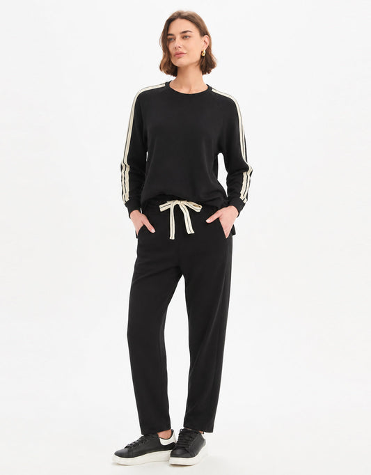 Tirelli Barrel Leg Lounge Pant (Black / Cream Stripe)
