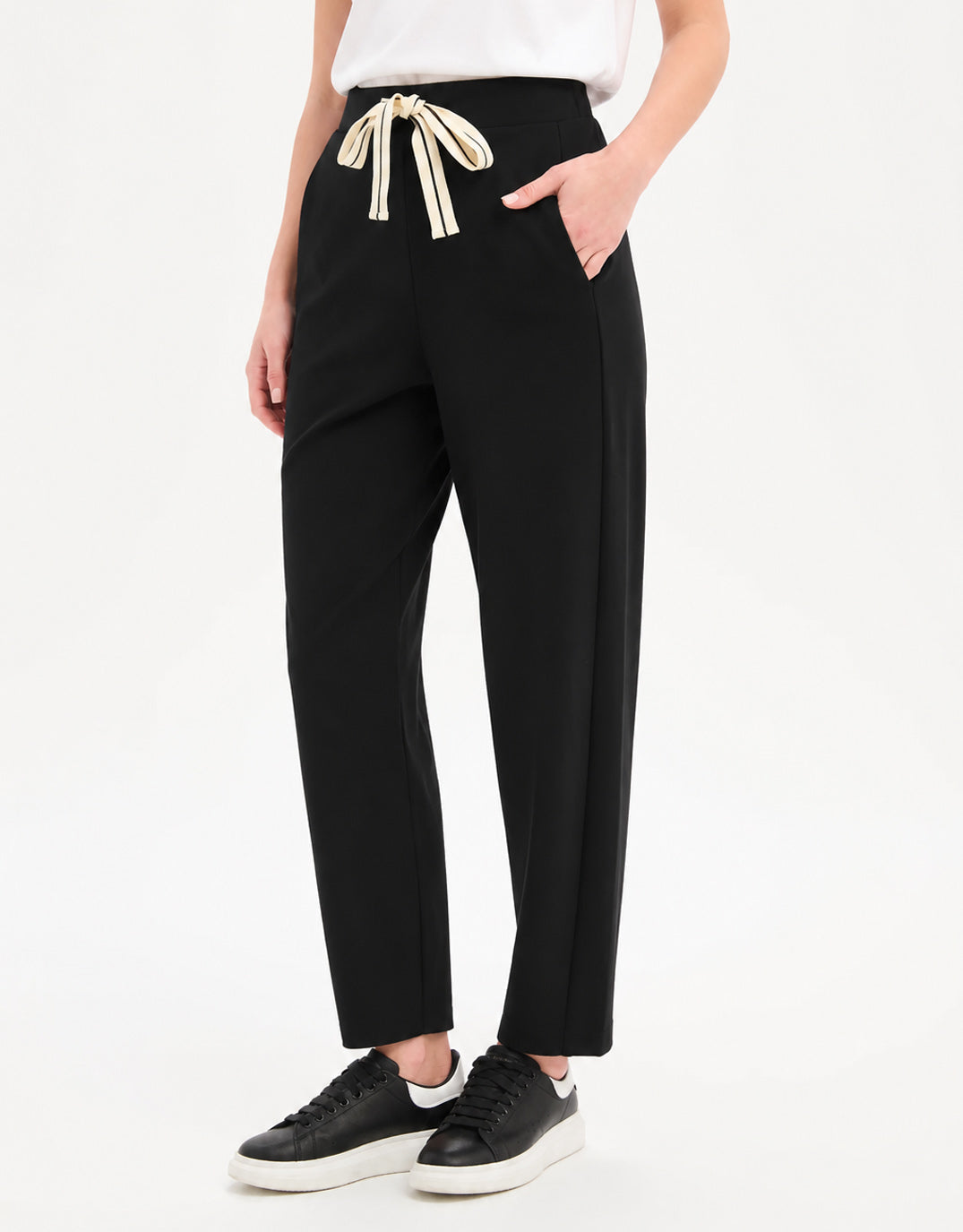 Tirelli Barrel Leg Lounge Pant (Black / Cream Stripe)