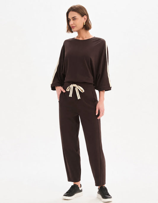 Tirelli Barrel Leg Lounge Pant (Chocolate / Cream Stripe)