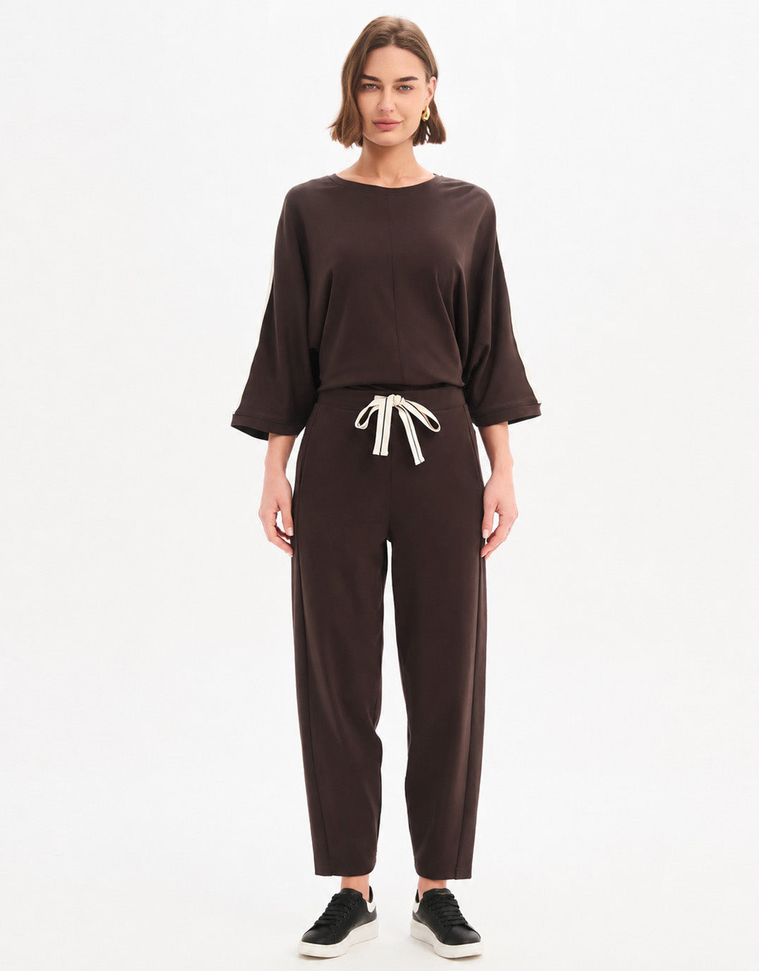 Tirelli Barrel Leg Lounge Pant (Chocolate / Cream Stripe)