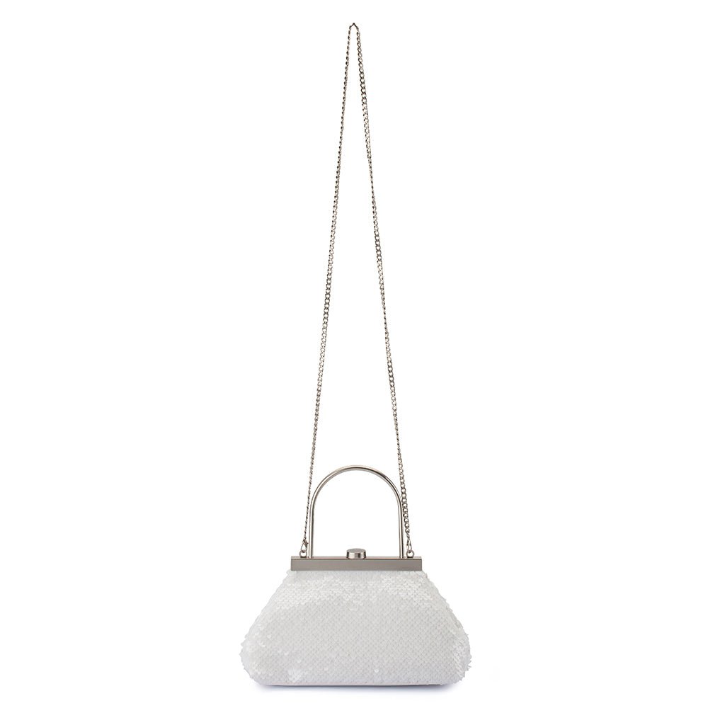 Olga Berg TORI Sequin Top Handle (White)