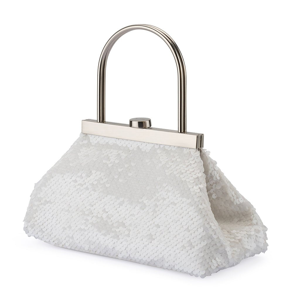 Olga Berg TORI Sequin Top Handle (White)