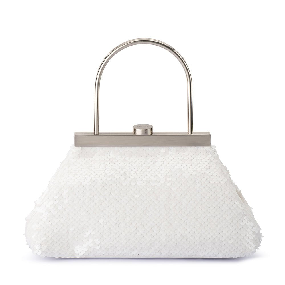 Olga Berg TORI Sequin Top Handle (White)