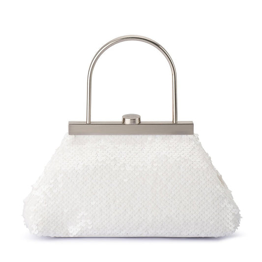 Olga Berg TORI Sequin Top Handle (White)