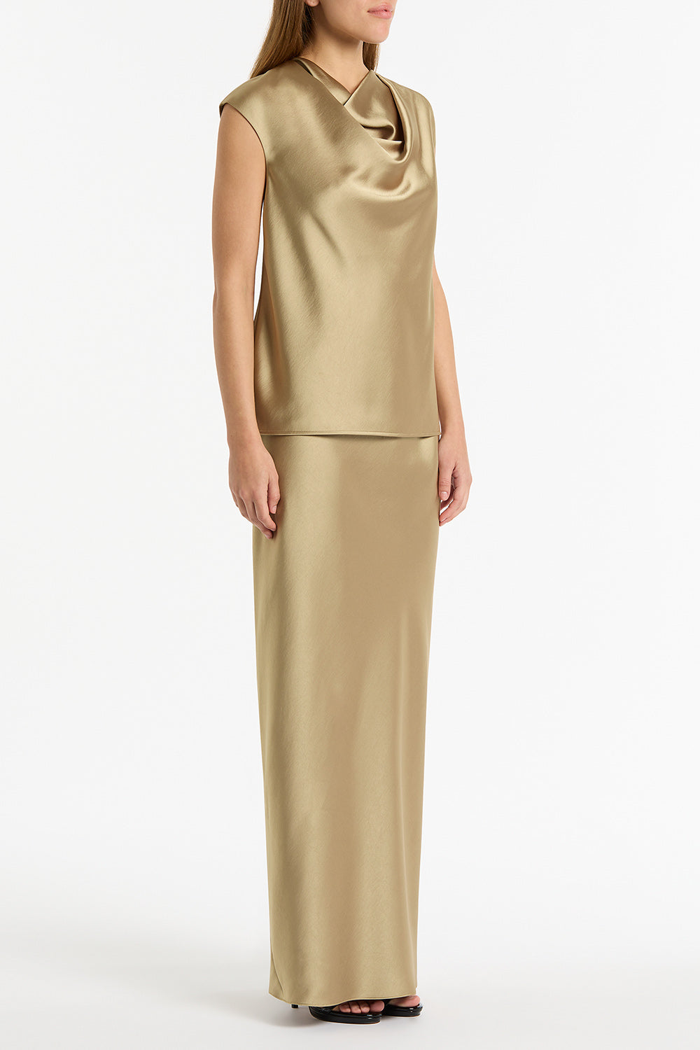 Carla Zampatti Tourmaline Satin Bias Skirt (Gold)
