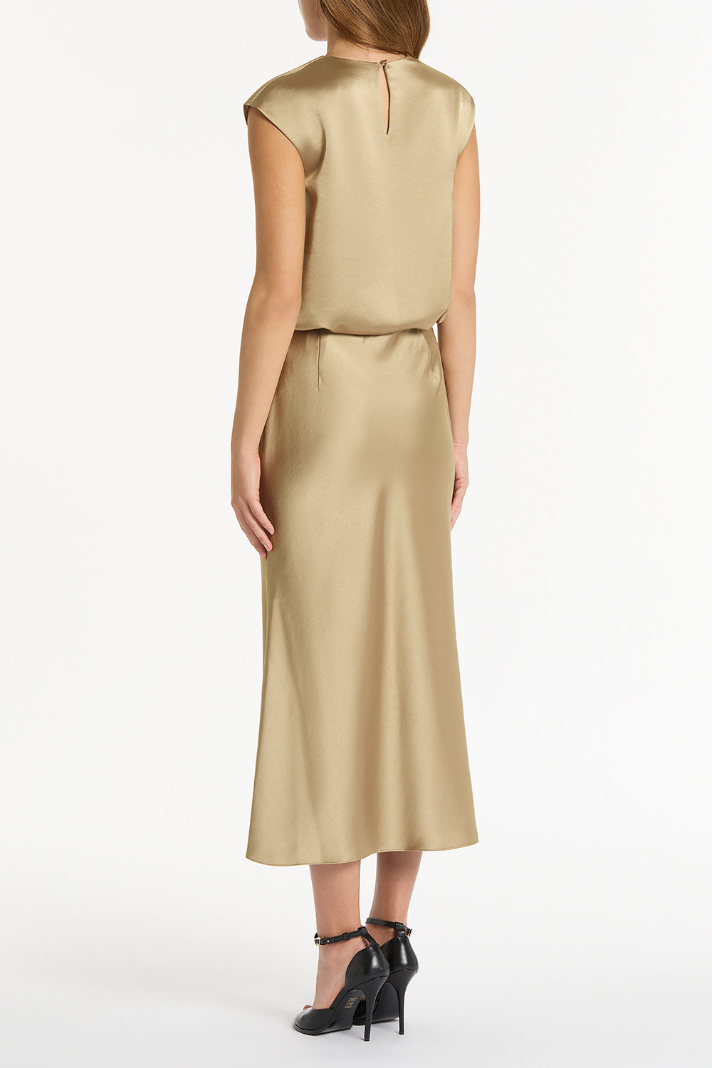 Carla Zampatti Tourmaline Satin Cowl Neck Top (Gold)