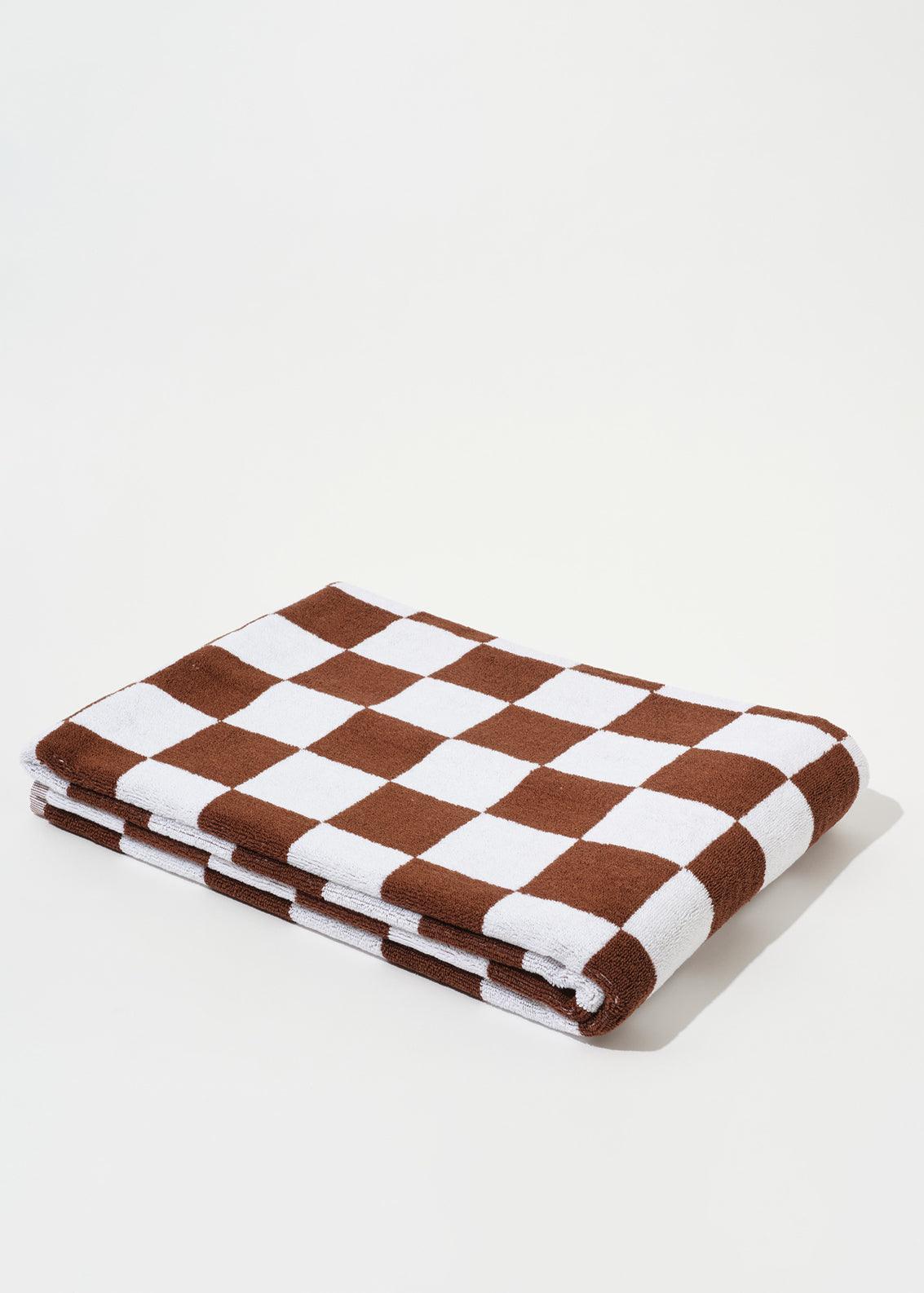 Image of Towels. Product name - TOWEL SET BROWN BIG CHECK in Brown colour by brand - Blanca Studio