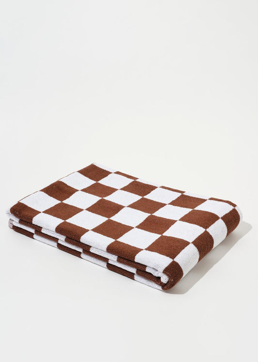 Image of Towels. Product name - TOWEL SET BROWN BIG CHECK in Brown colour by brand - Blanca Studio