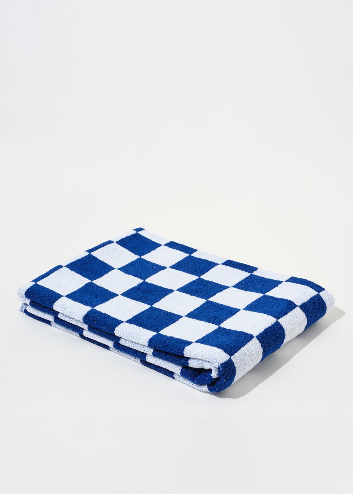 Image of Towels. Product name - TOWEL SET COBALT BIG CHECK in Blue colour by brand - Blanca Studio