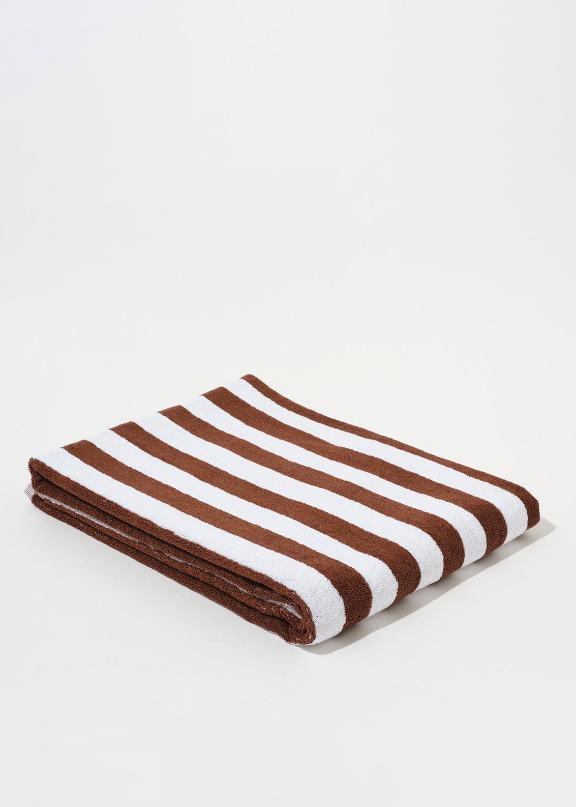 Image of Towels. Product name - TOWEL SET BROWN SMALL STRIPES in Brown colour by brand - Blanca Studio