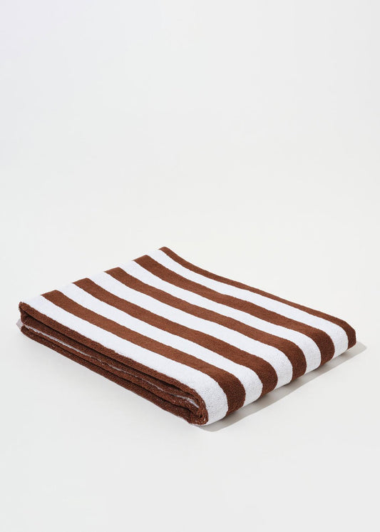 Image of Towels. Product name - TOWEL SET BROWN SMALL STRIPES in Brown colour by brand - Blanca Studio