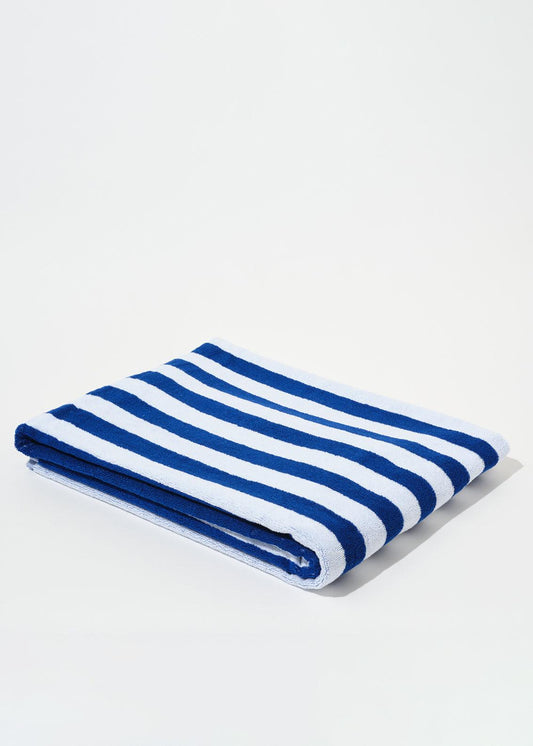 Image of Towels. Product name - TOWEL SET COBALT SMALL STRIPES in Blue colour by brand - Blanca Studio