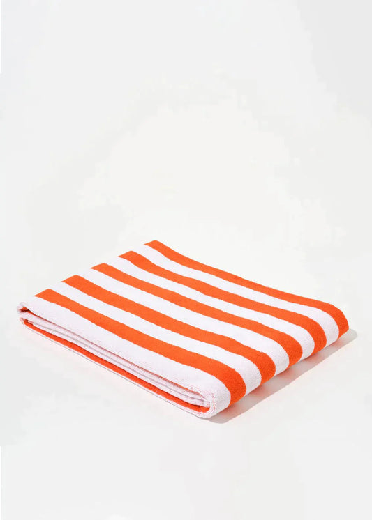 Image of Towels. Product name - TOWEL SET ORANGE SMALL STRIPES in Orange colour by brand - Blanca Studio