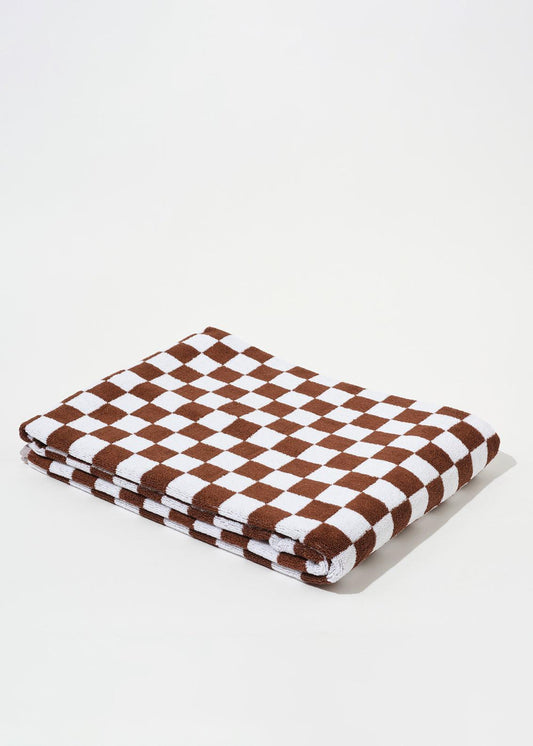 Image of Towels. Product name - TOWEL SET BROWN SMALL CHECK in Brown colour by brand - Blanca Studio