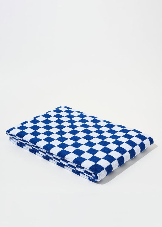 Image of Towels. Product name - TOWEL SET COBALT SMALL CHECK in Blue colour by brand - Blanca Studio