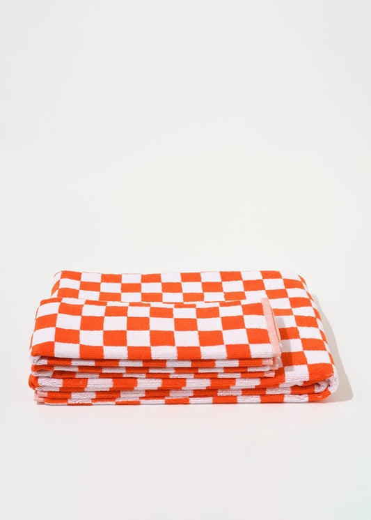 Blanca Studio TOWEL SET SMALL CHECK (Orange)