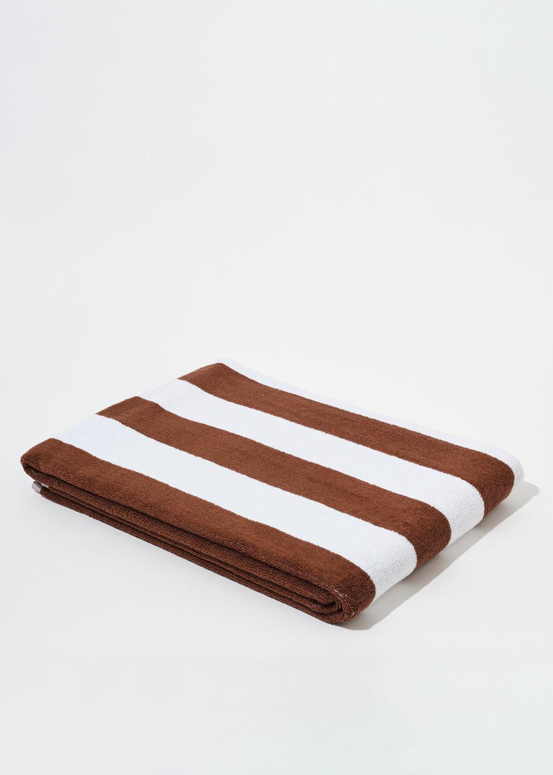 Image of Towels. Product name - TOWEL SET BROWN WIDE STRIPES in Brown colour by brand - Blanca Studio