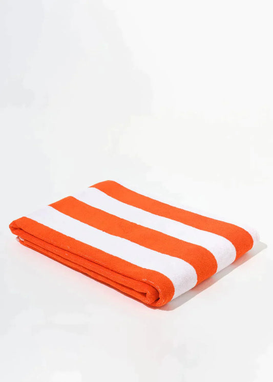 Image of Towels. Product name - TOWEL SET ORANGE WIDE STRIPES in Orange colour by brand - Blanca Studio