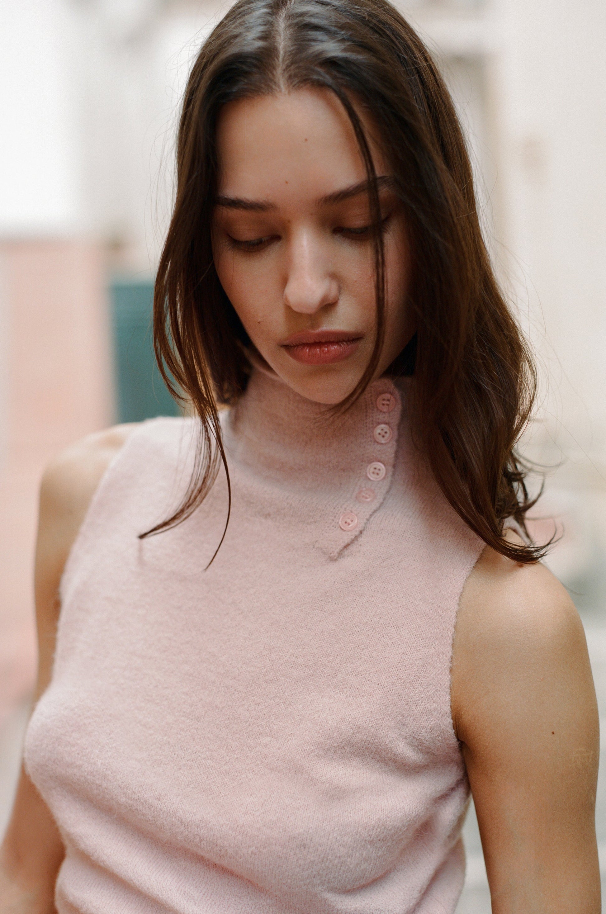 Image of a model wearing Tops. Product name - Trinity Top in Pink colour by brand - With Jéan