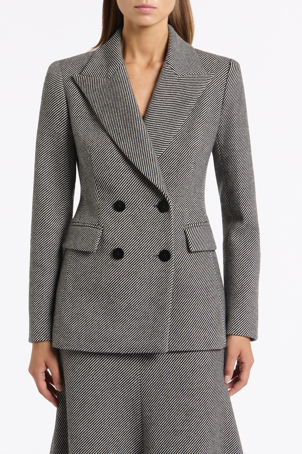 Carla Zampatti Twill Coating Double Breasted Blazer (Grey)