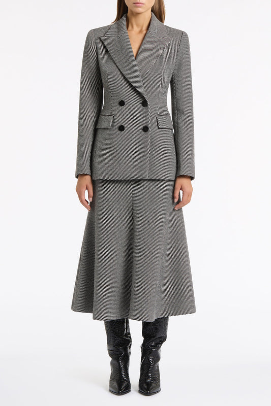 Image of Coats & Jackets. Product name - Twill Coating Double Breasted Blazer in Grey colour by brand - Carla Zampatti