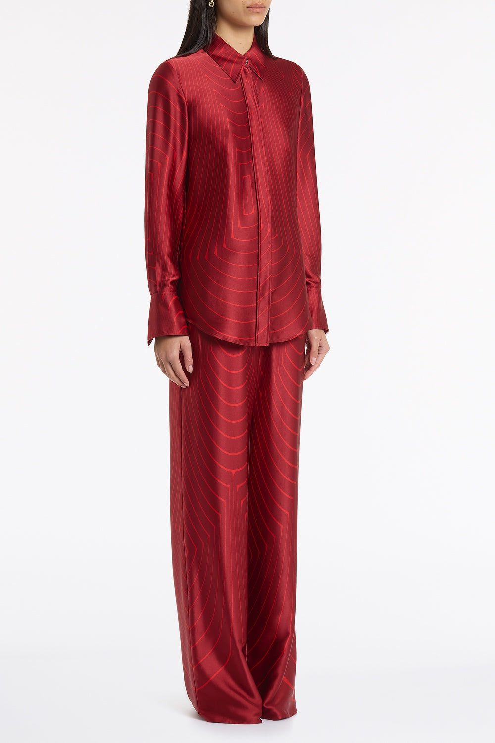 Carla Zampatti Undercurrent Silk Viscose Stretch Classic Blouse (Red)