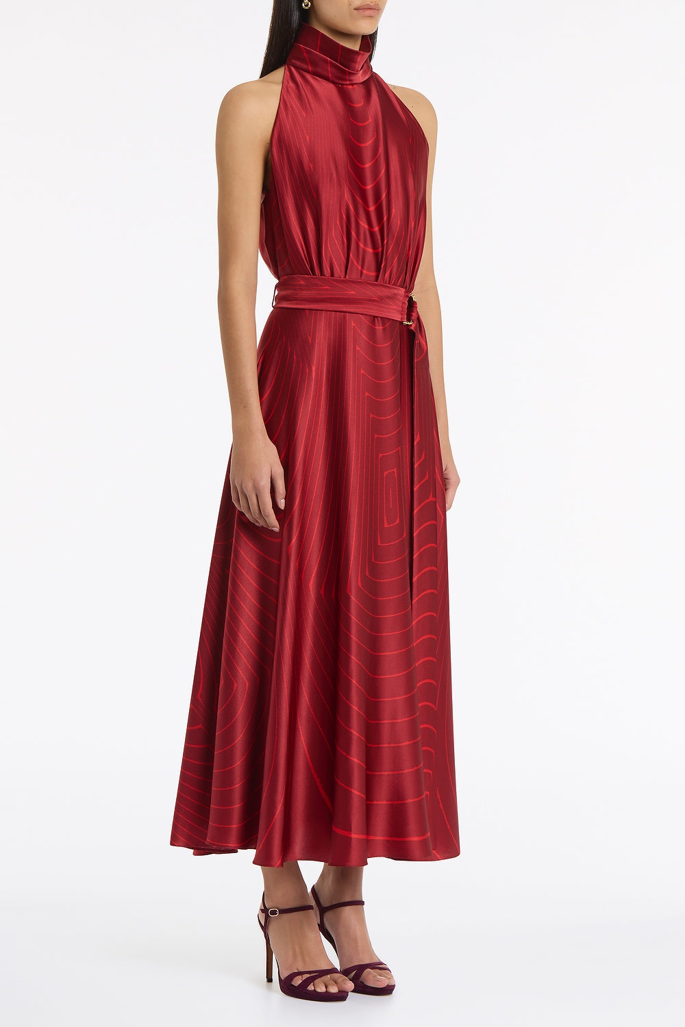 Carla Zampatti Undercurrent Silk Viscose Stretch Halter Dress (Red)
