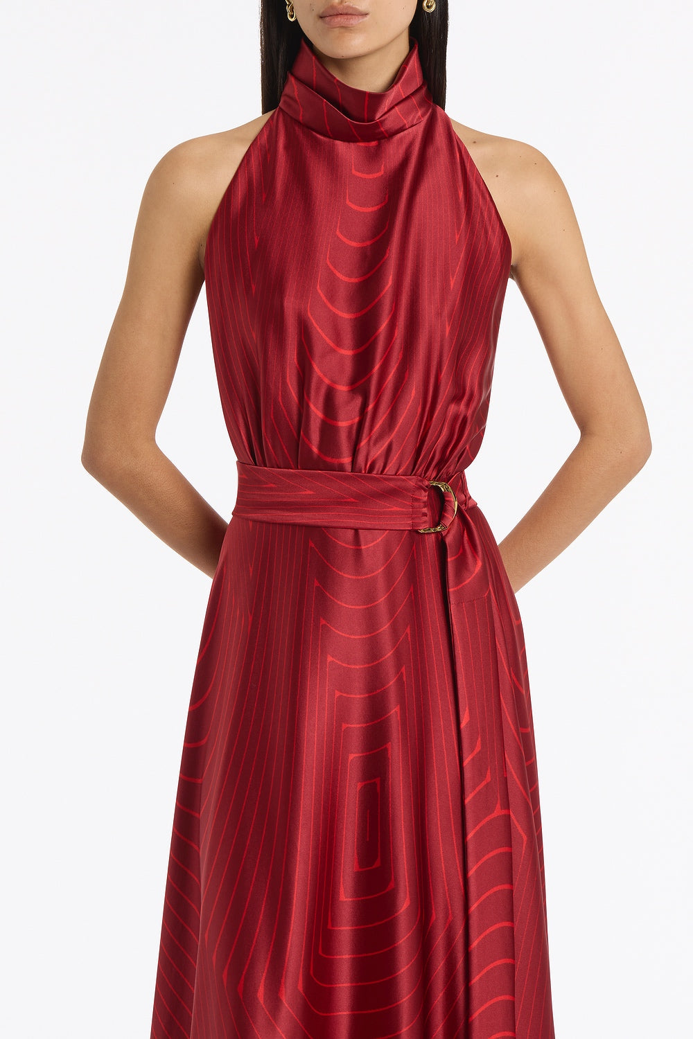Carla Zampatti Undercurrent Silk Viscose Stretch Halter Dress (Red)