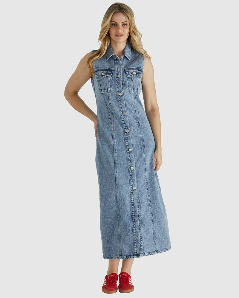 Image of Dresses. Product name - Jordon Dress Acid Wash in Acid Wash colour by brand - Sass Clothing
