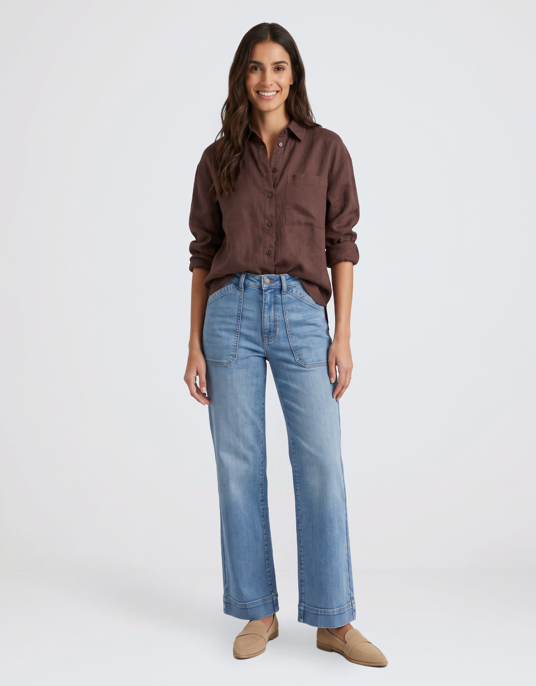 Re:Union The Label Uplifted Linen Oversized Shirt (Chocolate)