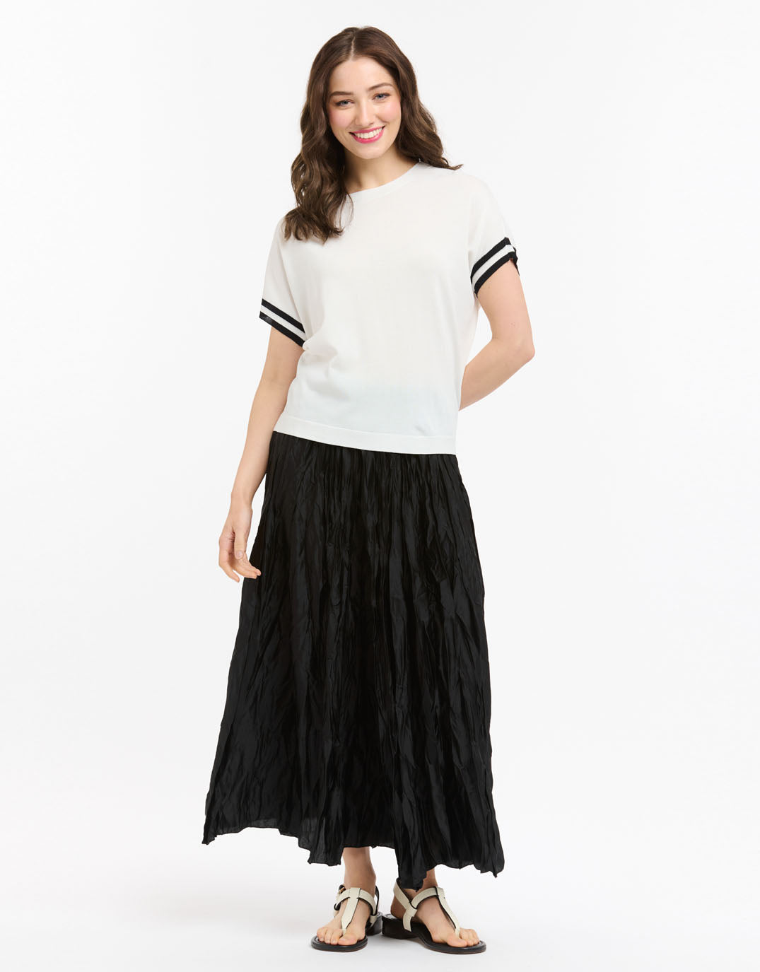 Urban Luxury Knit Top Stripe Cuff (White)
