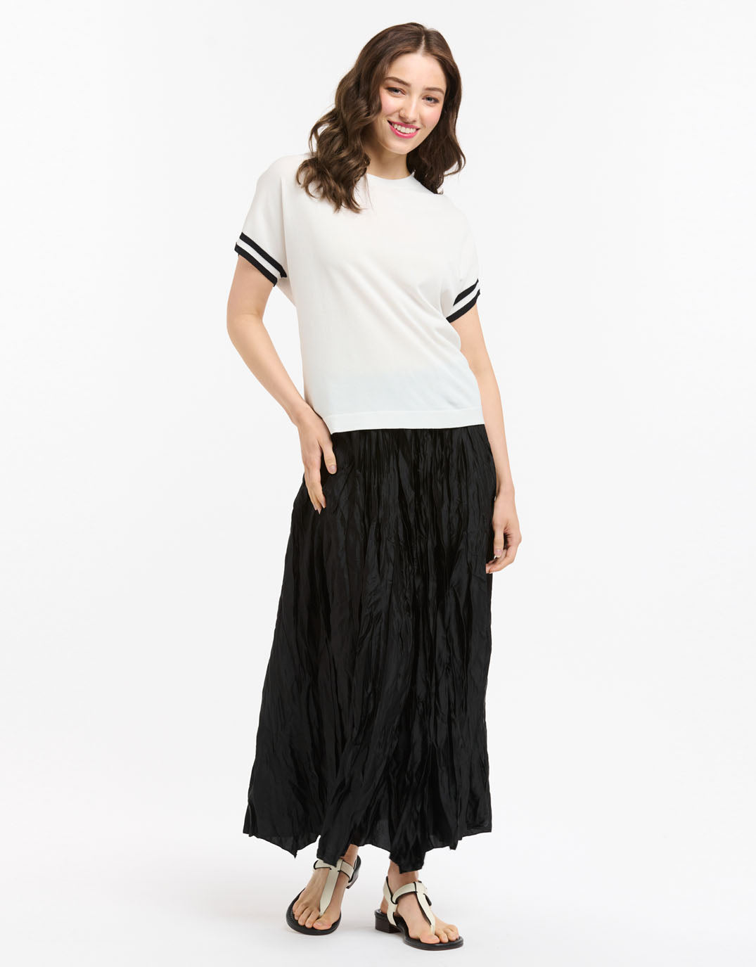 Urban Luxury Knit Top Stripe Cuff (White)